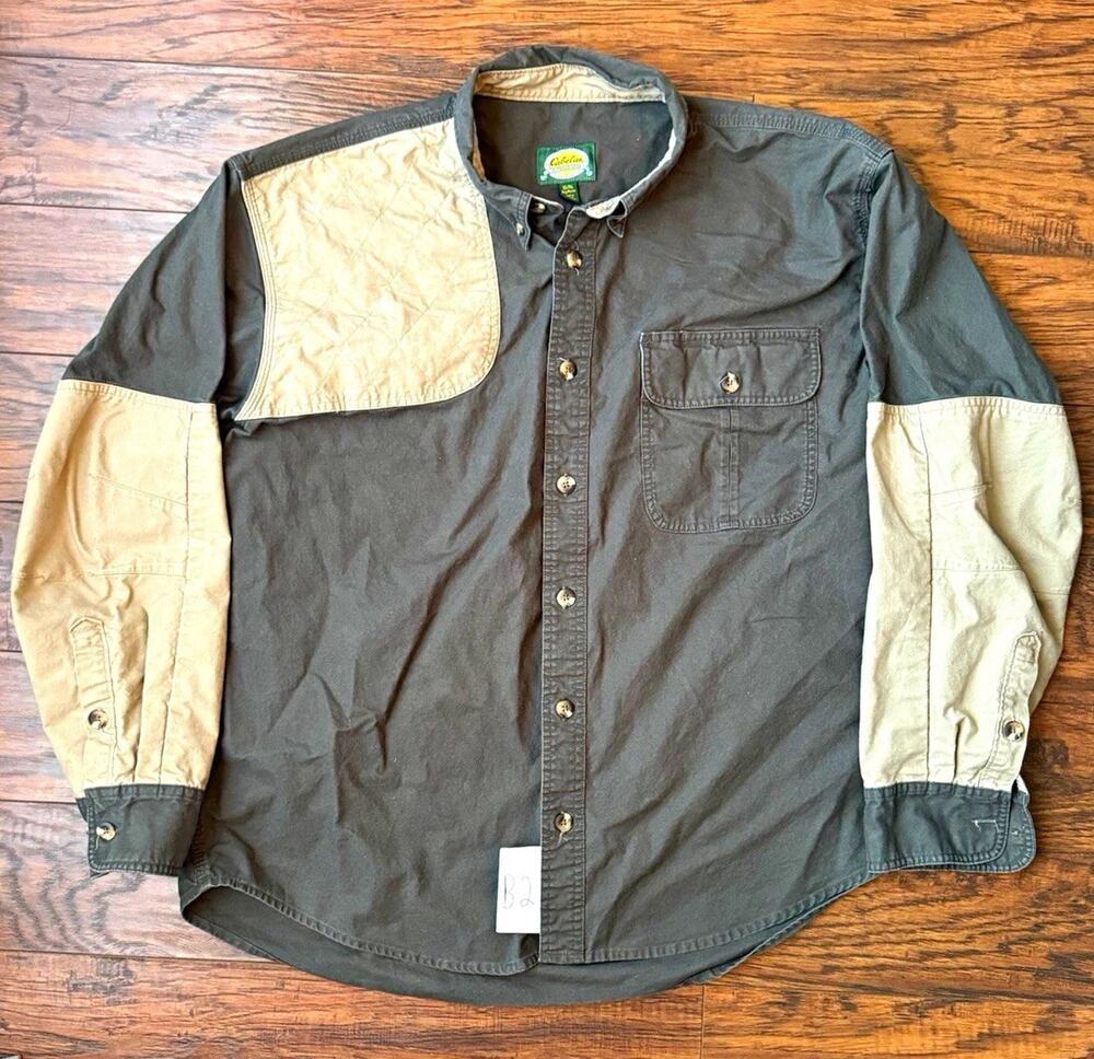 Vintage Cabela’s Shooting Shirt Right Hand Quilted Patch Hunting XL/1XL Macau